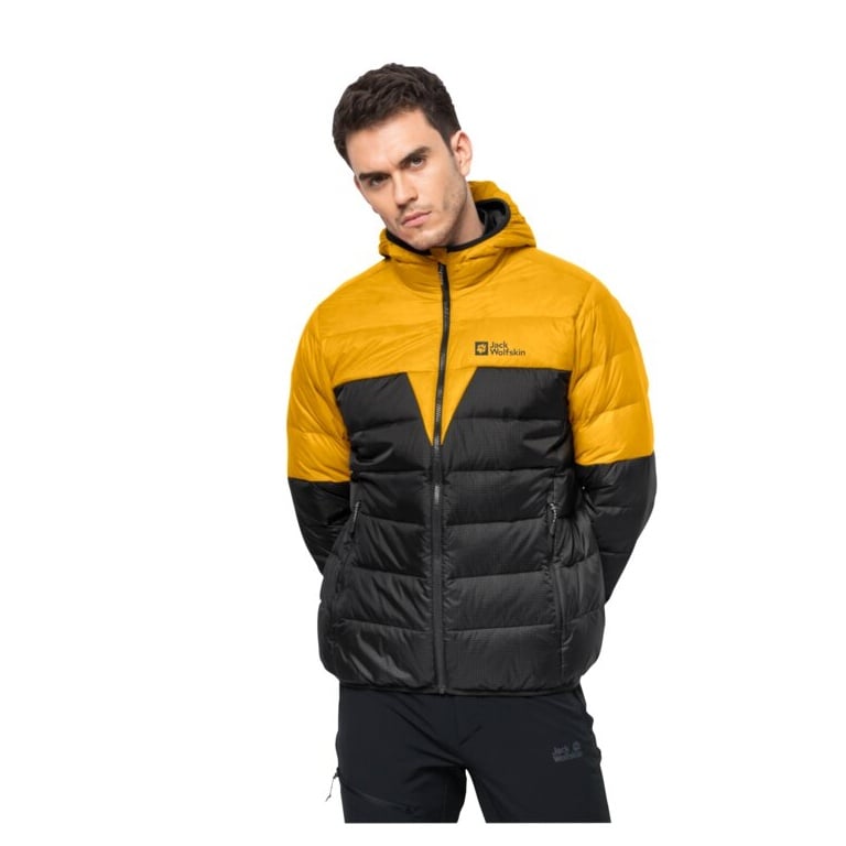 Jack Wolfskin Winter-Daunenjacke DNA Tundra Hoody mit Kapuze (sehr warm, winddicht) gelb Herren